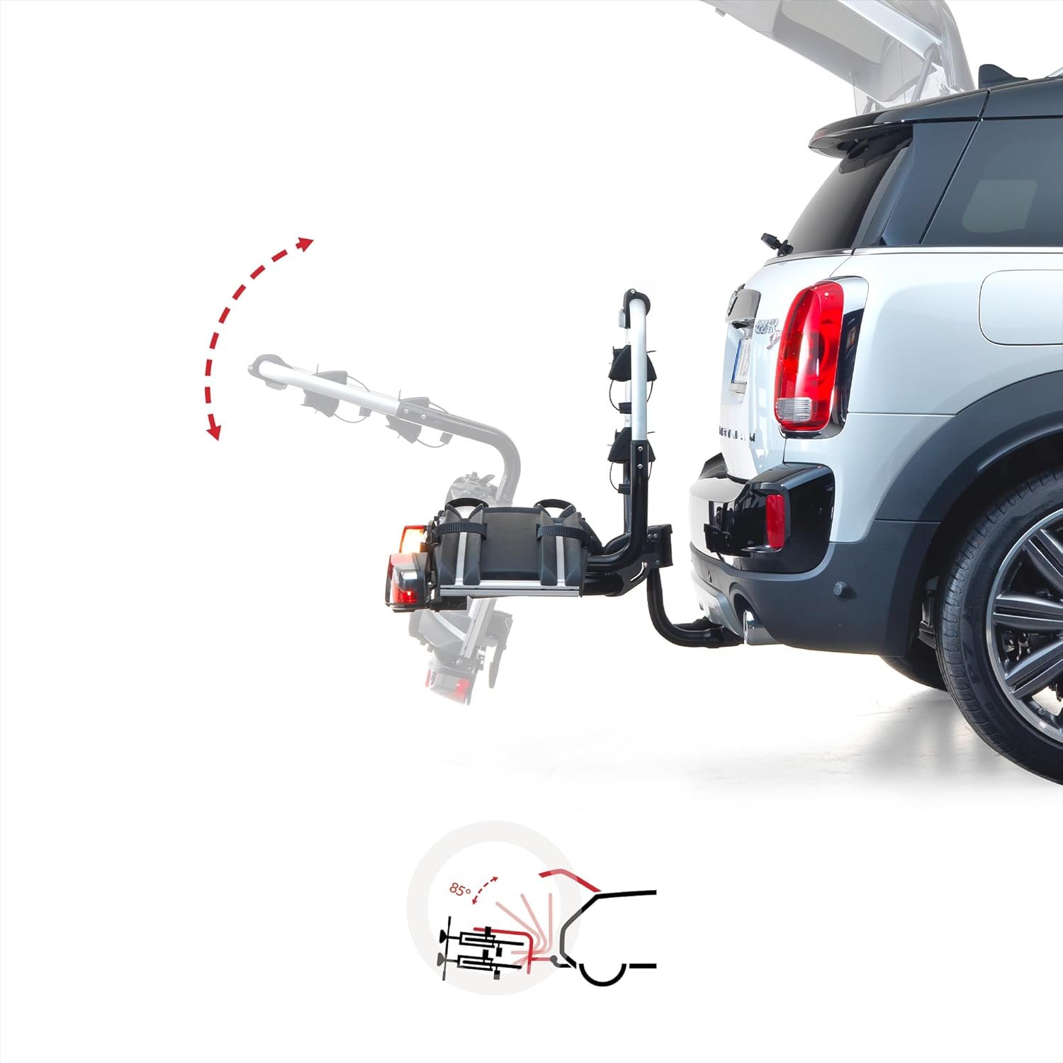 Atera 022780 Genio Pro Advanced Portabici pieghevole con luci posteriori per 2 biciclette o bici elettriche